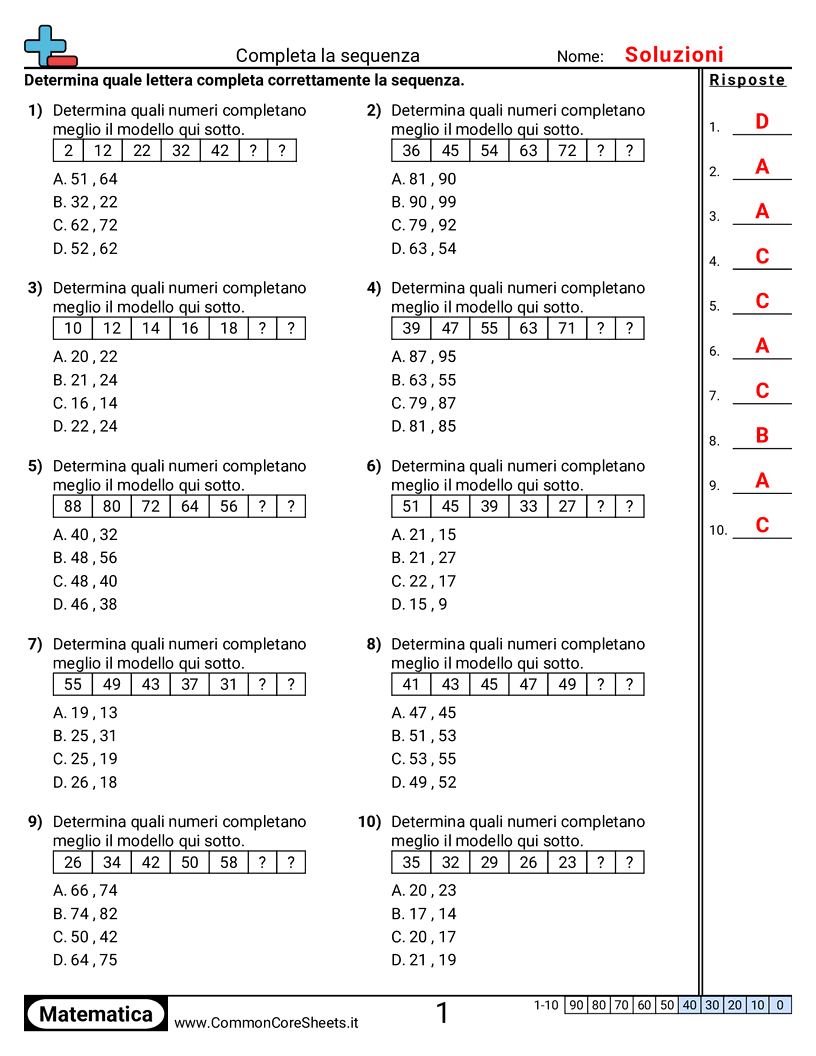 Schemi e operazioni grafiche - completa-la-sequenza worksheet