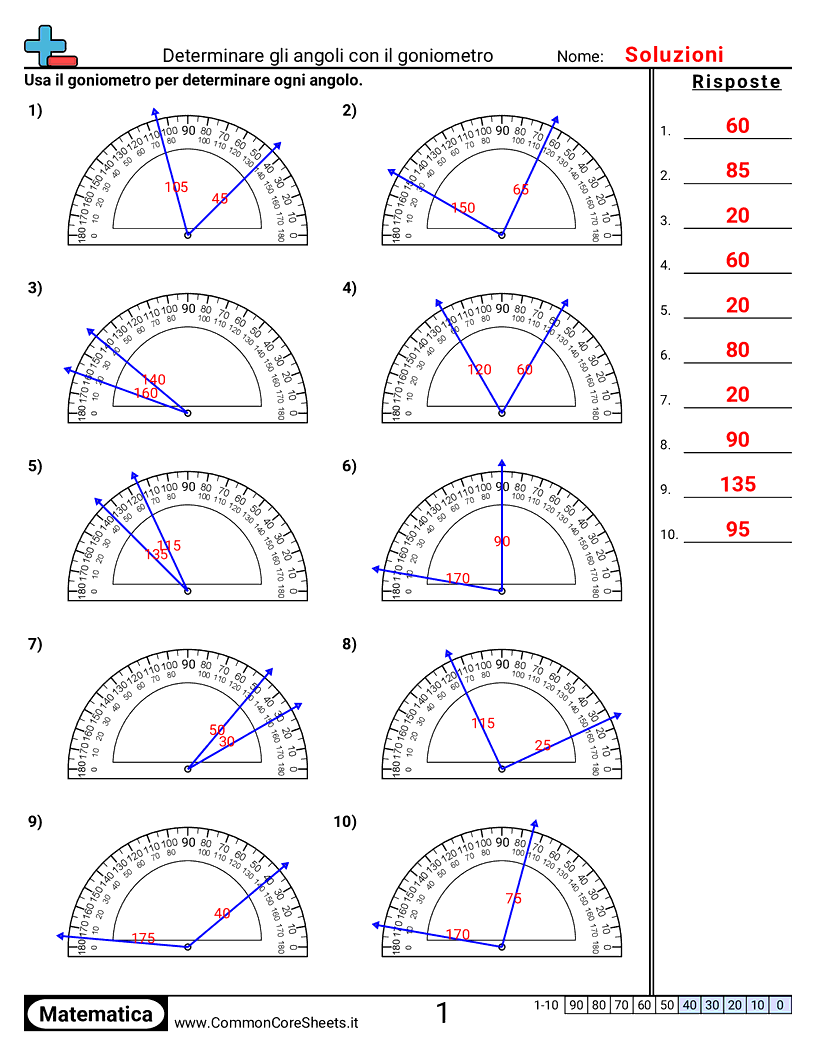 Esercizi sugli Angoli - determinare-gli-angoli-con-il-goniometro worksheet