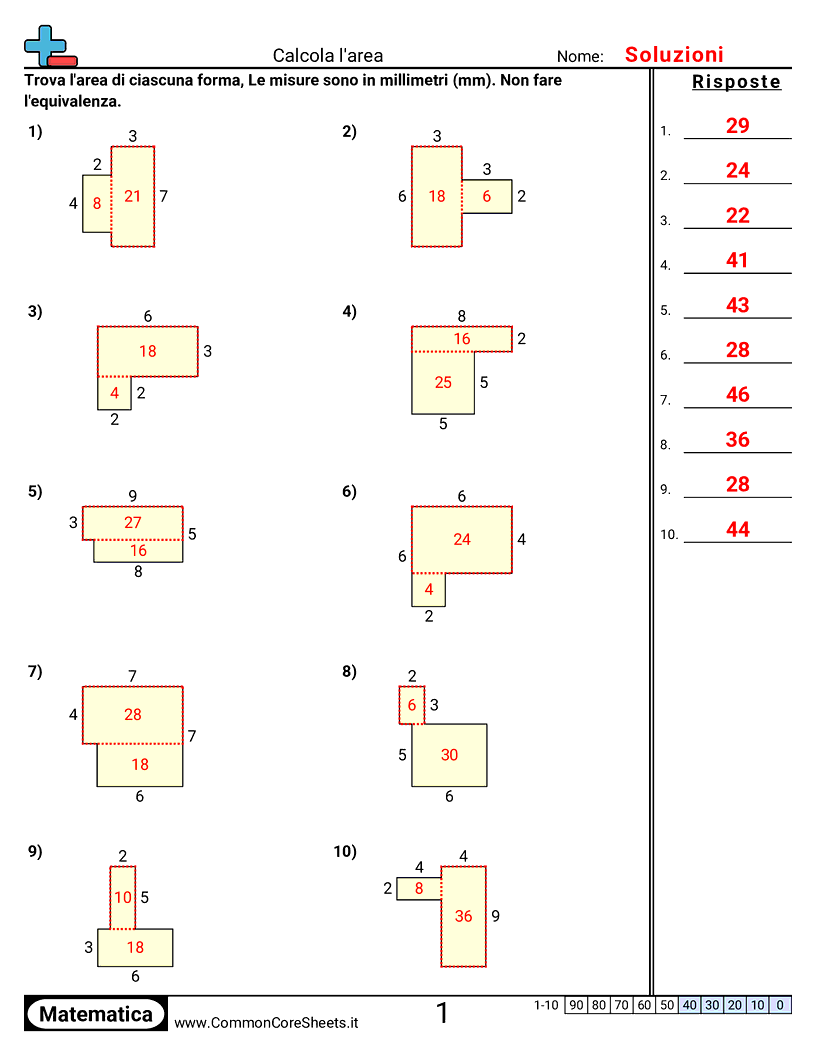 Esercizi su Area e Perimetro - area-rettilinea worksheet