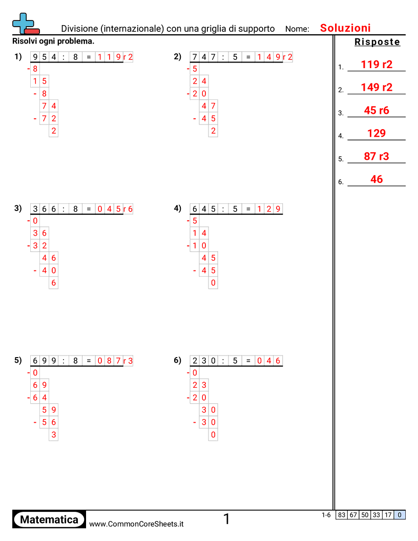 Esercizi sulle Divisioni - divisione-internazionale-con-griglia-di-aiuto worksheet