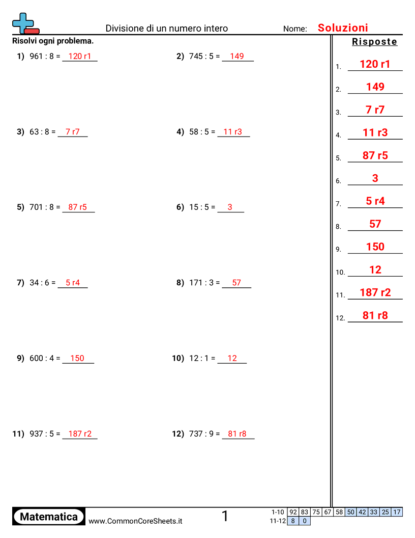 Esercizi sulle Divisioni - divisione-orizzontale worksheet