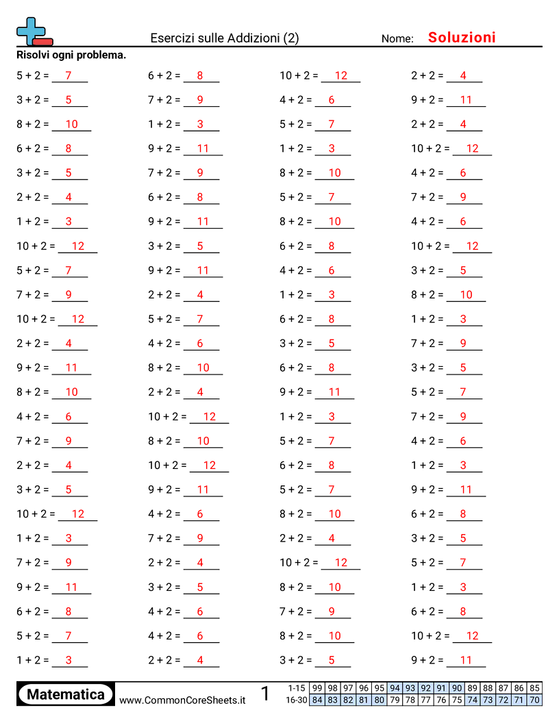 Esercizi Intensivi di Matematica - 2-orizzontale worksheet