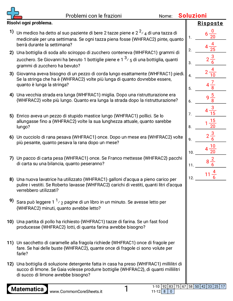 Esercizi sulle Frazioni - moltiplicare-frazioni worksheet