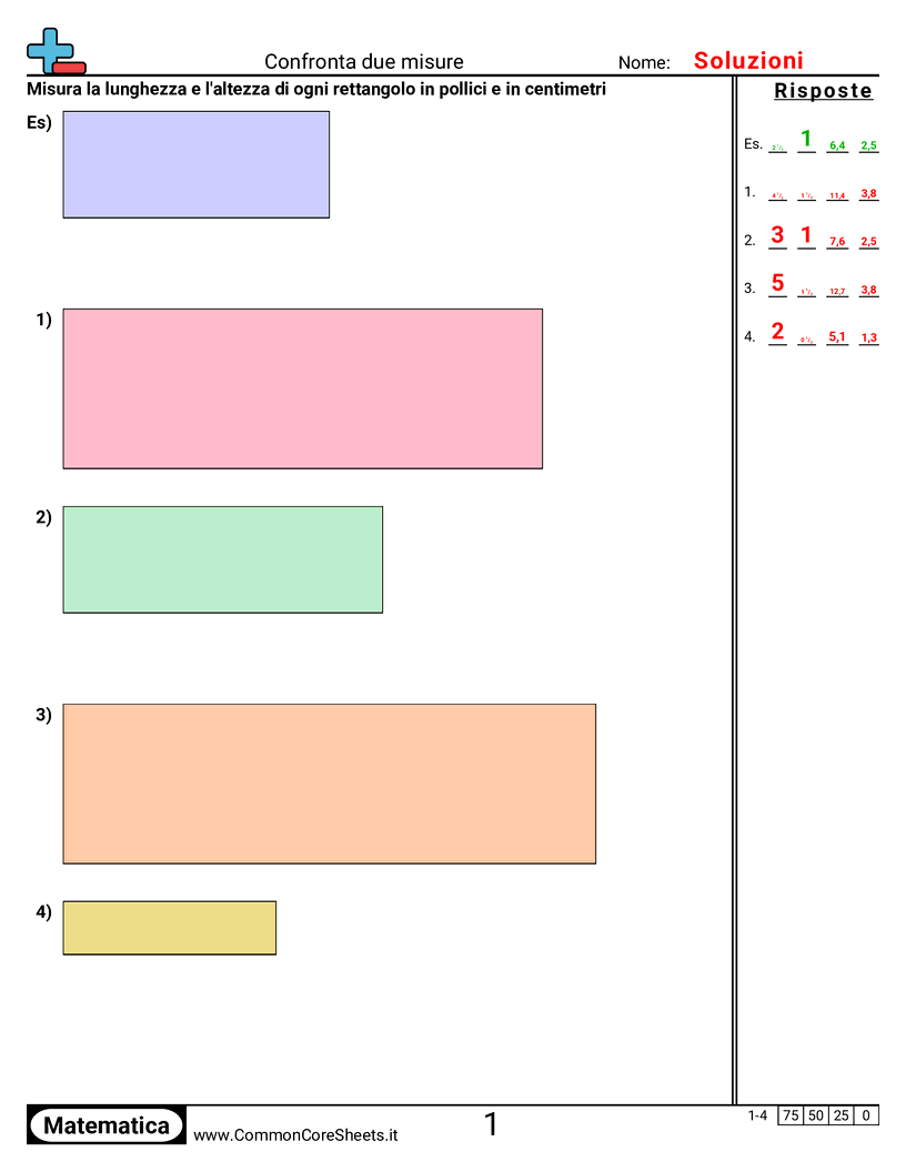 Esercizi sulle Misure - confrontare-due-misure-larghezza-e-altezza worksheet