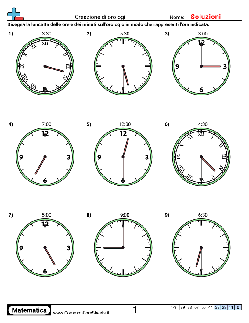 Esercizi sul Tempo - creare-orologi-incrementi-di-mezzora worksheet