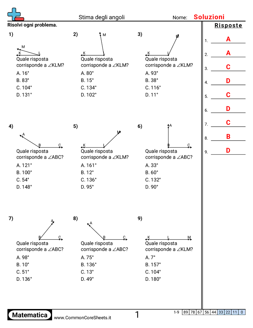 Esercizi sugli Angoli - stima-degli-angoli worksheet